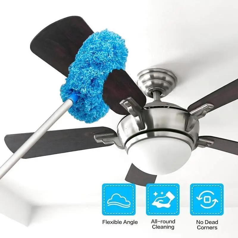 Extendable Microfiber Ceiling Fan Duster -LongHandle, Dust-Locking, Reusable & MachineWashable, Effortless Cleaning Brush for HighCeilings & Ceiling Fans, Ceiling Fan Cleaner Detachable Heads Movable