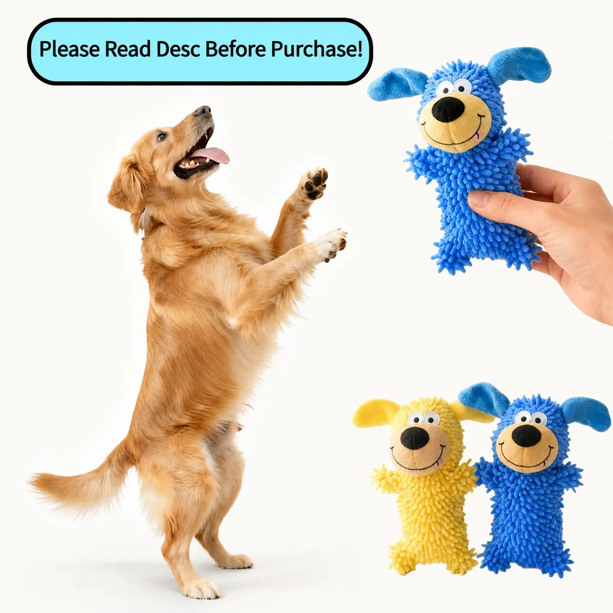 Kawiwi Interactive Squeaky Plush Dog Toys but Not Chew Toys, Suitable for Throwing and Catching Games and Interactive Play Between Owners and Dogs, Chenille Material Reinforced Seams For Light Chewers Small/Medium Breeds, Supervise Play to Extend Toy Life
