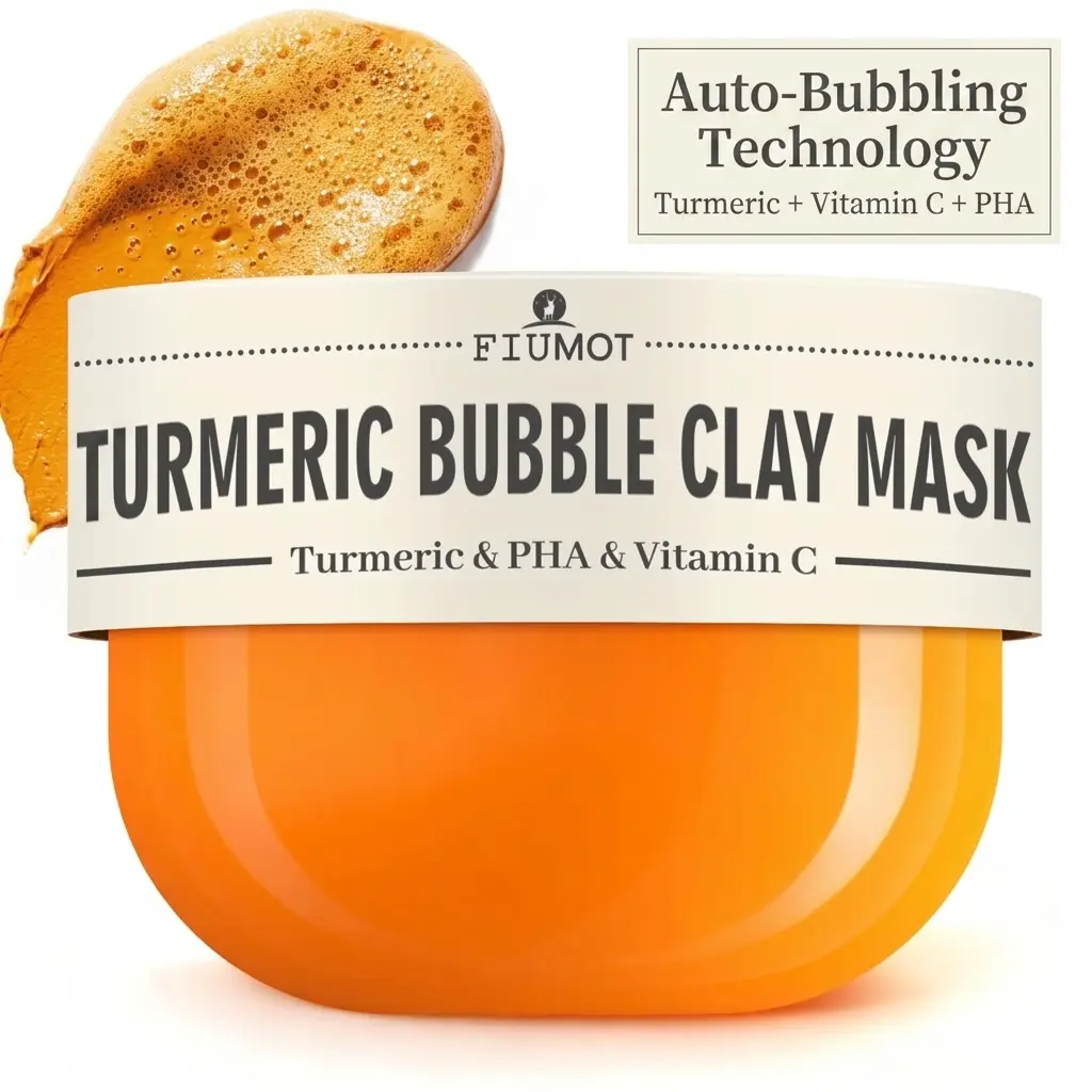 FIUMOT FIUMOT Turmeric & Vitamin C Bubble Clay Mask – Pore-Tightening, Oil-Balancing & Hydrating PHA Face Mask, All Skin Types, 3.53oz, Plant Based, Natural, Pore Detox Mask Moisturizing Facial Mask Aloe Smoother Soothing Gentle Daily