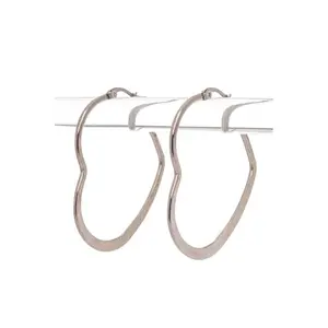 Stainless Steel Heart Hoop Earrings