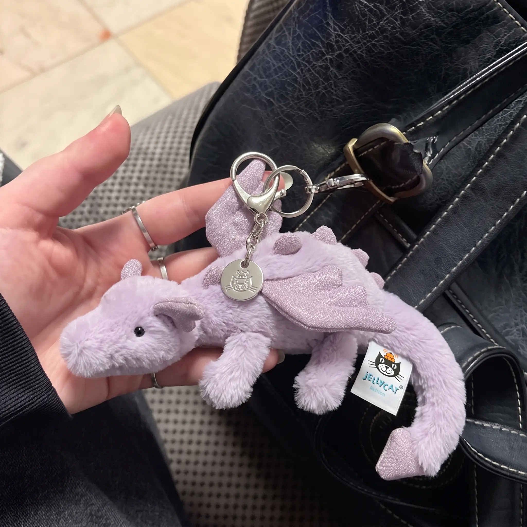 Jellycat Dragon Bag Charm, Dragon Plush Keychain, Cute Soft Bag Accessory Dangle, Fantasy Gift for Her, Bag Charm