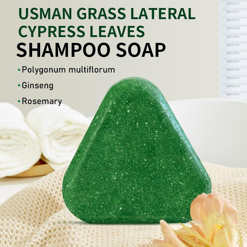ROZINO Usman Grass & Leaf of Oriental Arborvitae Shampoo Soap Bar for Hair Growth & Gray Hair Reversal - Natural Thinning Hair Loss Treatment with Ginseng Polygonum Multiflorum Rosemary