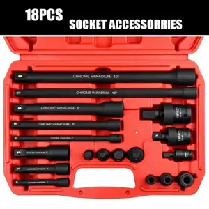 18pcs Professional Impact Socket Extension Set with Socket Adapter Set, Swivel Universal Joints and Impact Coupler，1/4", 3/8" & 1/2" Drive Extension Bars,tools and gadgets for him