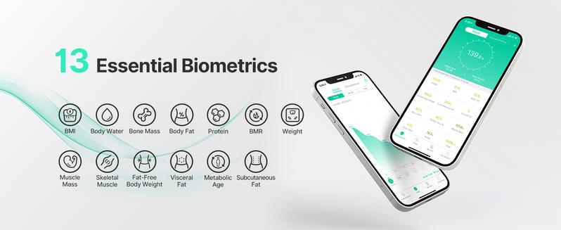 FITINDEX Smart Fitness Body Scale, With Bluetooth App Sync - Tracking Weight, BMI & Body Fat Metrics, Healthcare Data Progress Reports, Body Composition Analysis