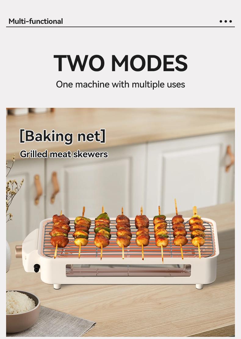 TANLOOK 1500W Electric Korean BBQ indoor Grill – Smokeless Non-Stick Grill with Removable Plates & Temp Control, Compact All-Purpose Tabletop Griddle, with Clip & Brush