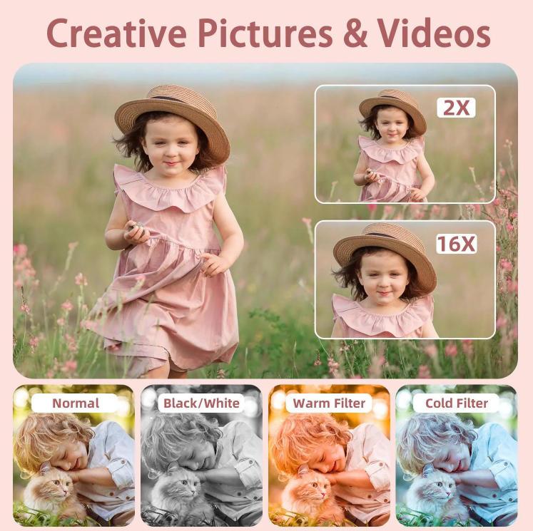 2026 New Upgraded Portable Pocket Vlogging Camera with 32GB SD Card & Wrist Strap, Self Timer, Anti-Shake, 16X Digital Zoom, FHD 1080P Point & Shoot Camera for Daily Photography, Idea Holiday Gift for Adults, Teens & Kids【Light Pink】