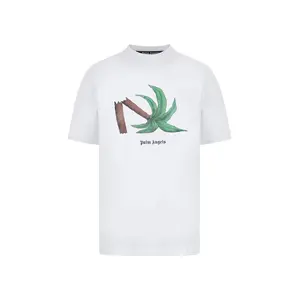 Palm Angels Broken Palm T-Shirt White / Brown / Green