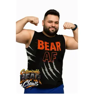 (no cuts) BEAR AF with BEAR Claws – Muscle Tank Bella + Canvas Ultra-Soft Casual Menswear Unisex Shirts Top Man Tee Cotton