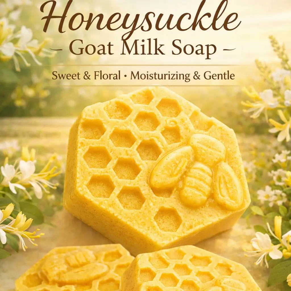 Honeysuckle Goat Milk Soap - Scented, Moisturizing, and Nourishing Cleansing Body Bar, Handmade, 100g, Moisturizer, Luxury, Aroma, Gentle