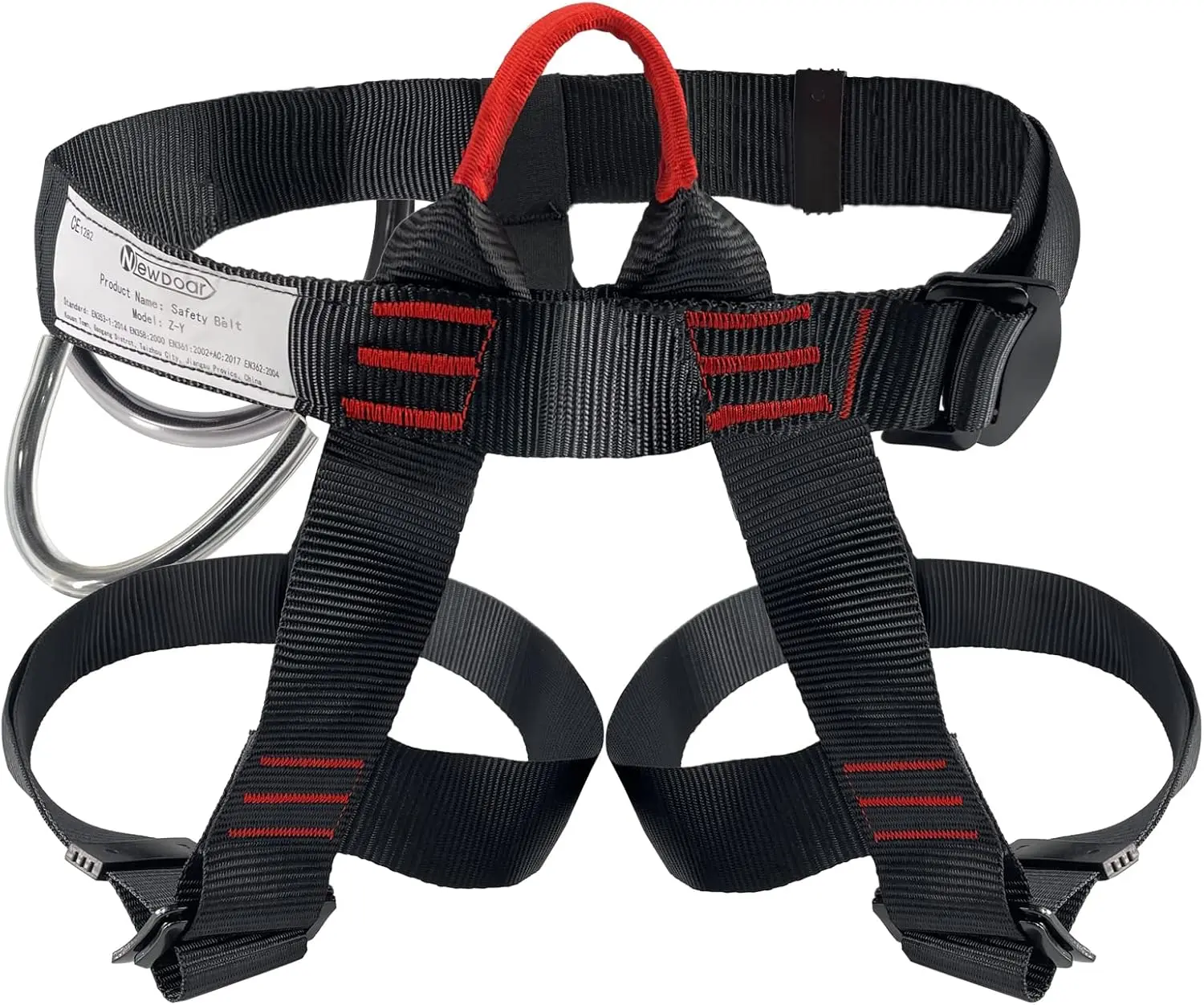 NEWDOAR CE Certified Half-Body Climbing Safety Belt - 1.23 lb High-Strength Polyester Adjustable Waist Gear for Rock Climbing, Arborist, Teenagers, Outdoor Activities, CE 1282 EN353-1:2002 Standards