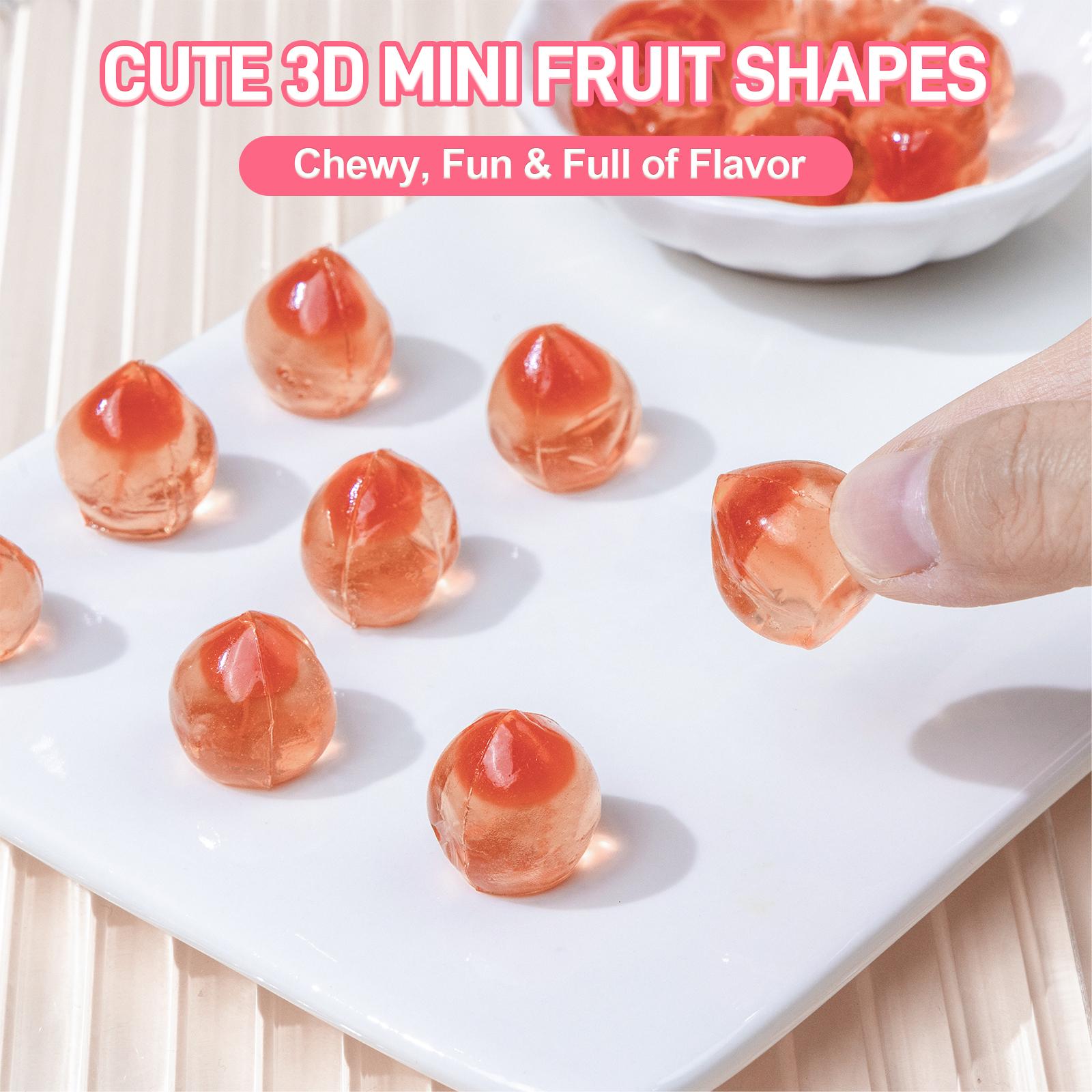 AMOS 4D Fruit Gummy - New Lemon Explosion 240g Bulk Pack Juicy Peach Strawberry Grape Pineapple Lemon Chewy Sweet Candy Fruit Snack Gluten Free Real Juice - Candy