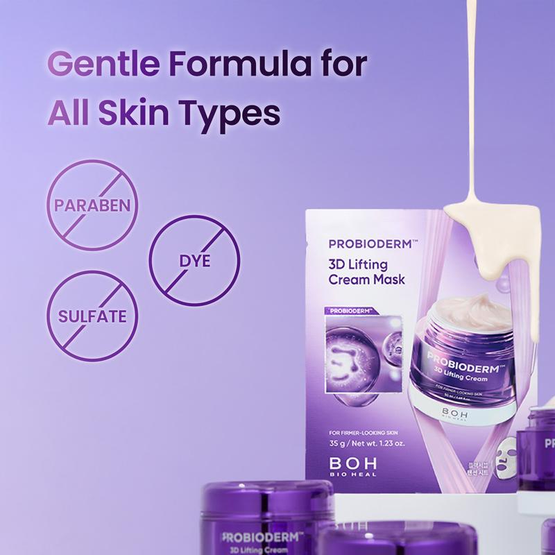 [BIOHEAL BOH Official] Probioderm 3D Lifting Cream Duo Pack | 2 Full Size Cream + 2 Pack of Mask | Firming & Anti-Aging Korean Skincare Routine Value Set | Peptide Face Cream for Jawline Lift & Wrinkle Daily Care Restore