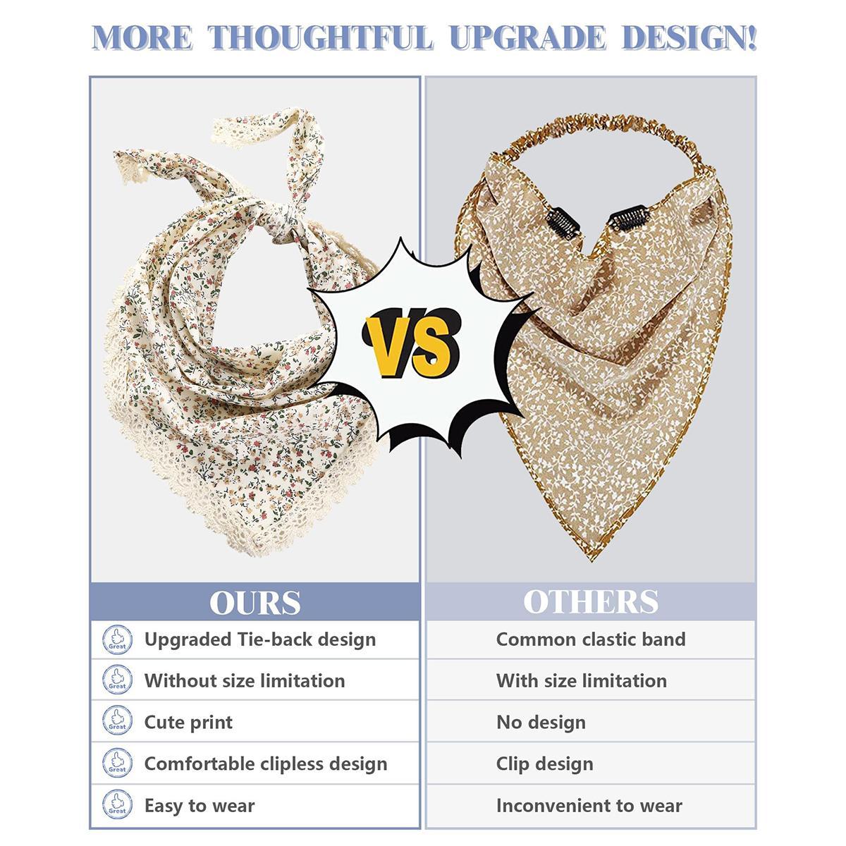 3-piece suit Flower Solid color Hair Bandanas Headbands Chiffon Head Kerchief for Women Girls Bohemian Hair Scarf Floral Lace Edge Headband Bandana