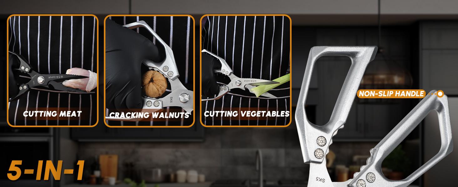 【February Faves】Huusk Kitchen Shears Set, Heavy Duty Poultry Shears, Japanese Kitchen Scissors for Meat, Chicken Bones, and Turkey,FallFreshness/Christmas Gift