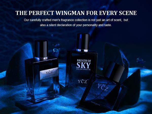 YCZ Men's Mystic Allure Collection Fragrance Set - YCZ Club Marine & Breath of Sky Eau De Cologne Gift Box with Long Lasting Light Scent for Any Occasion