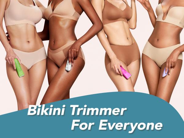 LADYSPOT Ceramic Bikini Trimmer for Women Electric Waterproof Rechargeable Body Hair Trimmer with Detachable Head Cord Precise Safe Easy Portable for Arms Legs & Body Painless Trim Ultra-Close