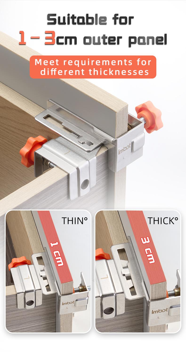 IMBOT Side Mount Drawer Clamp | Universal Drawer Panel & Slide Fixture | Quick-Install Adjustable Clamp | Drawer Panel Tool | Drawer Front Clamps