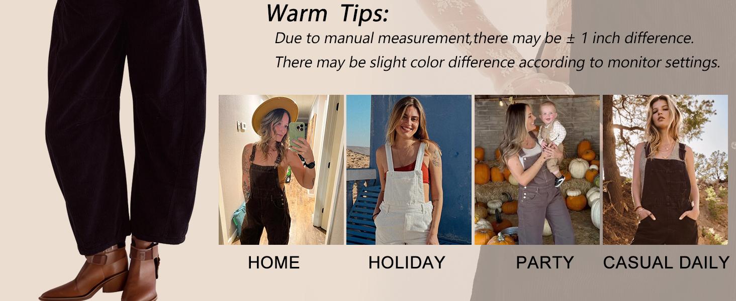 UANEO Corduroy Overalls for Women Barrel Wide Leg Bib Corduroy Pants Women Adjustable Romper Jumpsuit with Pockets