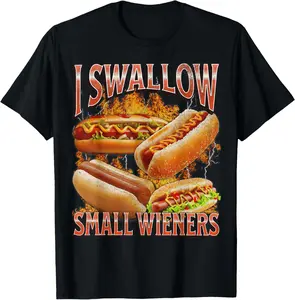 100% Cotton I Love Wieners Funny Hot Dogs Glizzy Meme Bootleg Graphic T-Shirt