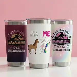 Mamasaurus Funny Mom Tumbler 20oz - Double Wall Insulated Stainless Steel Cup - Perfect Mother’s Day Birthday Gift for Mom