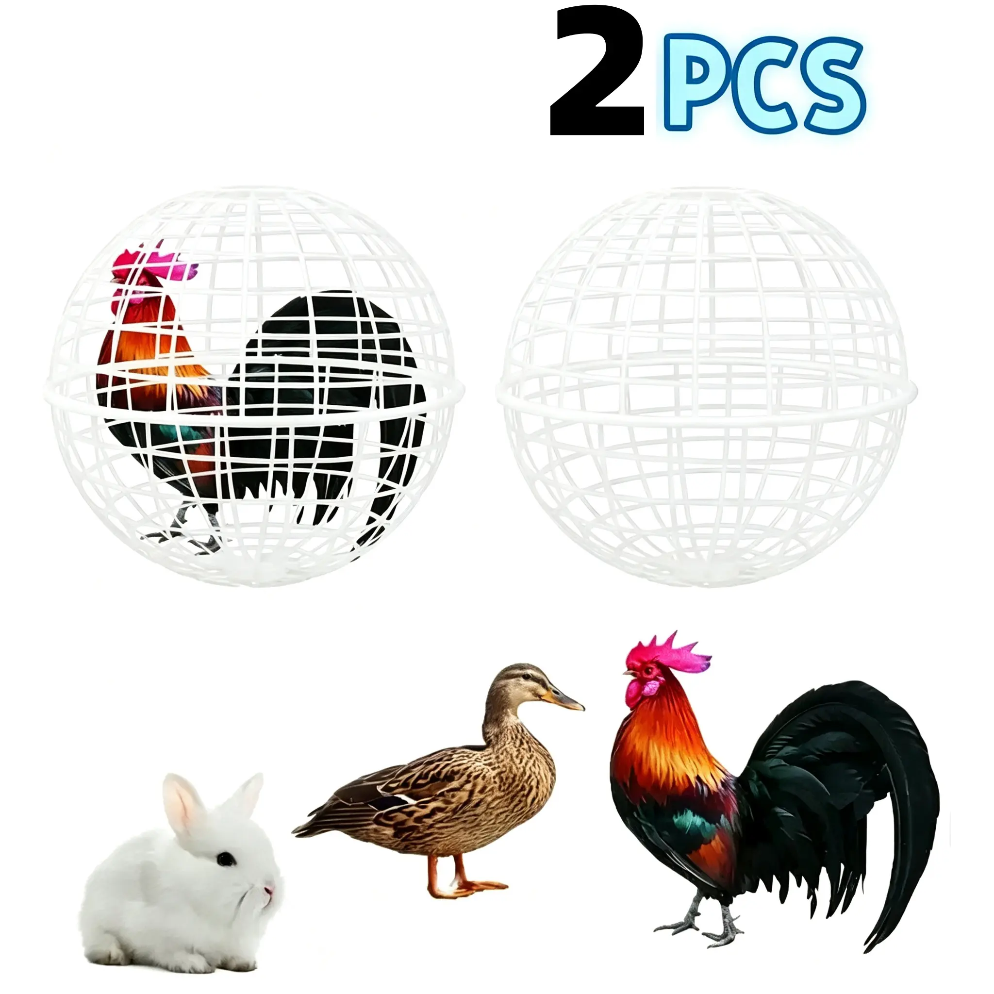 2 Portable Rolling Round Ball Form Chicken Rabbit Enclosures, Durable Plastic Design with Rolling Wheels, Easy Transport & Breeding for Small Animal Protection, Outdoor Use