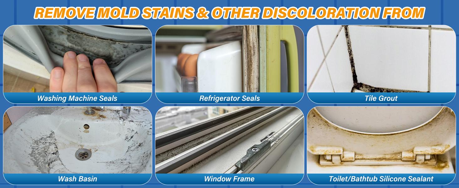 HOME STAIN CLEANER GEL – 7OZ Deep Cleaning Gel for Tile Gaps, Washing Machine Seals, Fridge Rubber, Wall & Shower Stains – Household Cleaning Solution for Bathroom, Kitchen, Room, Laundry