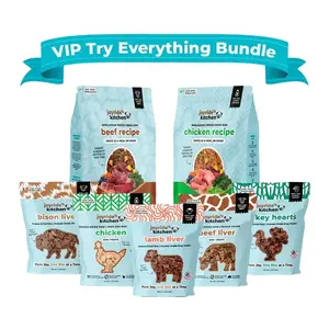 VIP Try Everything Bundle - freeze dried raw food & treats for dogs - chicken, beef, bison, lamb, and turkey protein rotate pack