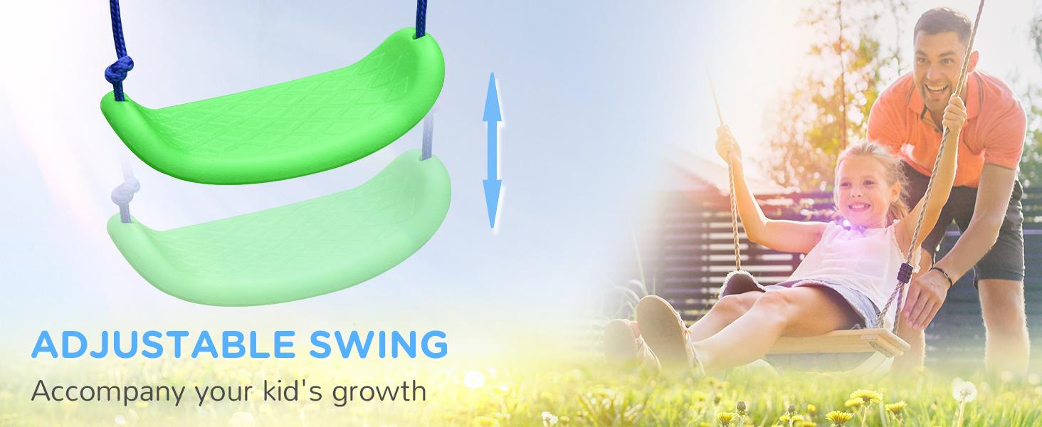 #dealsforyoudays Outsunny Swing Set for Backyard, Heavy-Duty A-Frame Stand Outdoor Playset for Kids, with Saucer Swing, Slide, Swing Seats, Glider Set