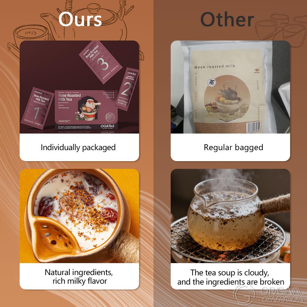 BOGO Rose/Osmanthus Baked Milk Tea 2 Cartons With Limited Glft 12 Drinks With Red Dates, Rock Sugar, Longan, Goji Berry, New Zealand Milk, Golden Needle Black Tea