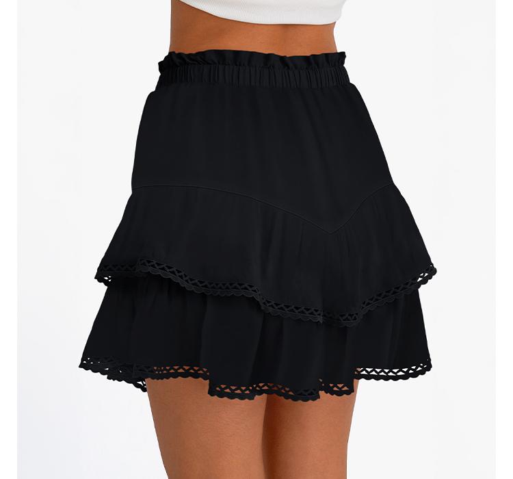 Automet Flowy Shorts for Women Casual Boho Ruffle Tiered Skorts High Waist Mini Skirts Golf Tennis Crochet Shorts Fallreshness