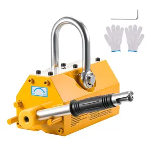 【FathersDayGift】VEVOR Permanent Magnetic Lifter, 1320 lbs Pulling Capacity, Heavy Duty N42 Neodymium Lifting Magnet with Release Handle and Steel Hook, Used in Shop Crane and Hoist, for Lifting Plate Steel, Board