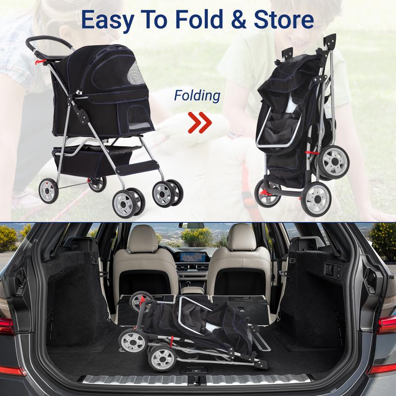 BestOffice 3/4 Wheels Pet Stroller for Cats & Dogs All Pets Up to 25lbs Foldable Travel Carrier Safety Leash & Mesh Windows Lightweight Jogger Stroller with Storage Basket BestOffice 3/4 Wheels Pet Stroller for Cats & Dogs All Pets Up to 25lbs Foldable Travel Carrier Safety Leash & Mesh Windows Lightweight Jogger Stroller with Storage Basket