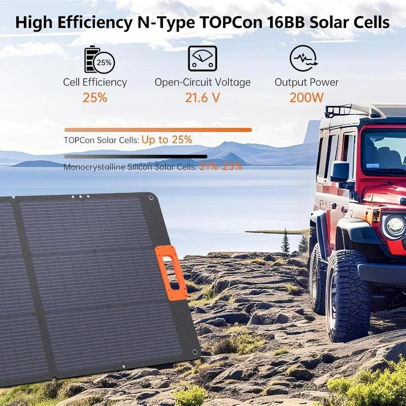 200W Foldable Portable Solar Panel | IP68 Waterproof 25% High Efficiency N-Type TOPCon | For Camping, RV, Outdoor & Off-Grid Life
