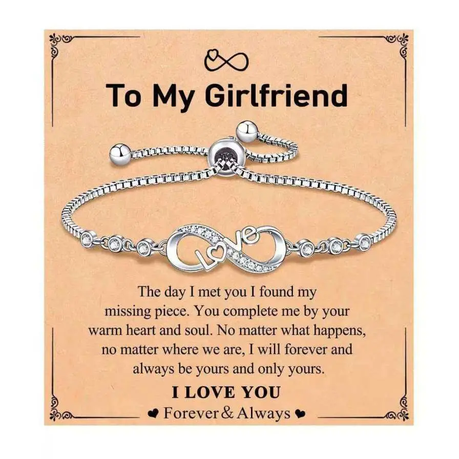 Infinity Love Bracelet for Women, Dainty Silver Engraved Adjustable Chain, Sentimental Gifts for Your Girlfriend, Exquisite Bracelet, Inspirational Bracelet