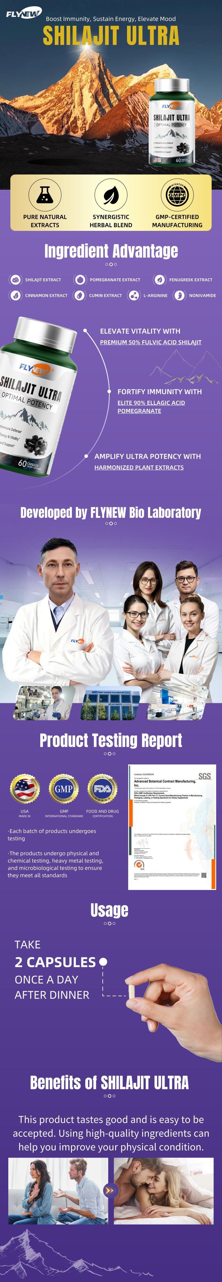 Flynew Optimal Potency Shilajit Ultra 60 Capsules Made in USA with Essential Minerals for Healthy Aging and Immune System Support - Healthcare