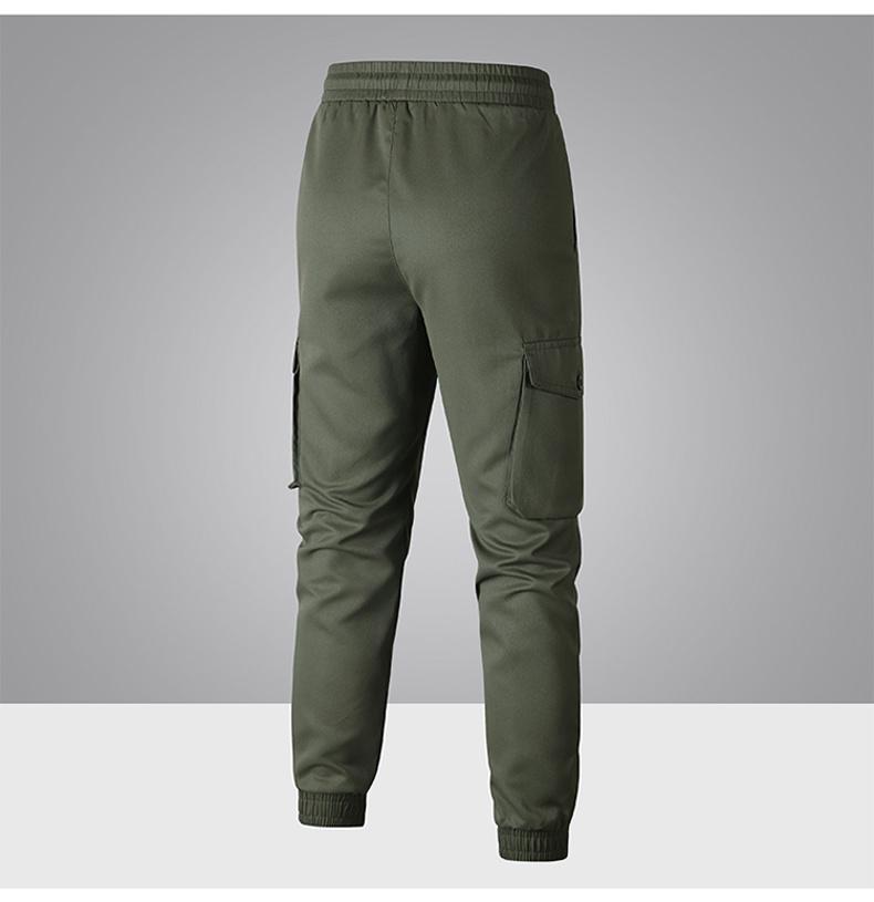 Men’s lightweight cargo pants for spring/summer/autumn — outdoor long pants with multiple pockets, featuring a belt loop closure and a no-zip, non-stretch design; suitable for work (solid color); machine washable.