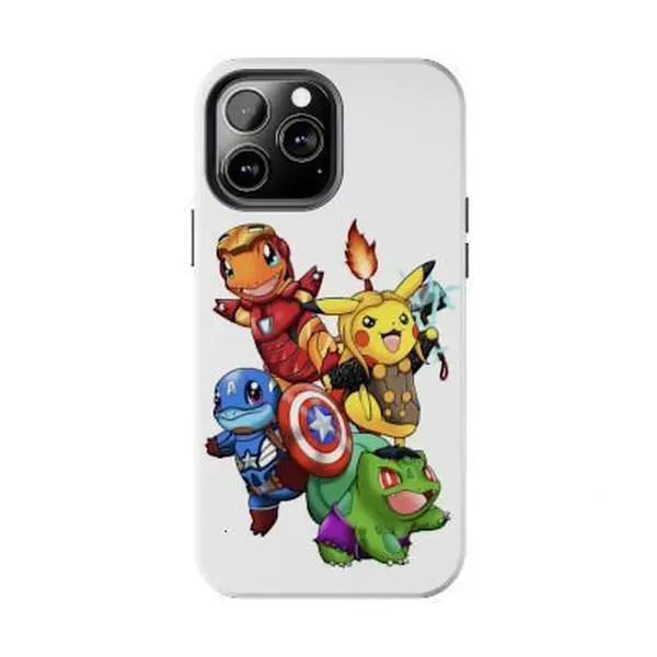 Vintage Poke'Avengers, Pokemon Avengers Case, iPhone 17 16 15 14 13 12 11 X 8 7 Pro Max/Pro/Mini, SAMSUNG GALAXY 21 S22 S23 S24 25 26 ULTRA PLUS Shockproof Anti-Drop Protective Cases