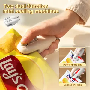 Mini Bag Sealer | Portable Heat Sealer for Food Storage |2-in-1 Magnetic Handheld Vacuum Sealer for Snacks & Plastic Bags | Kitchen Gadgets