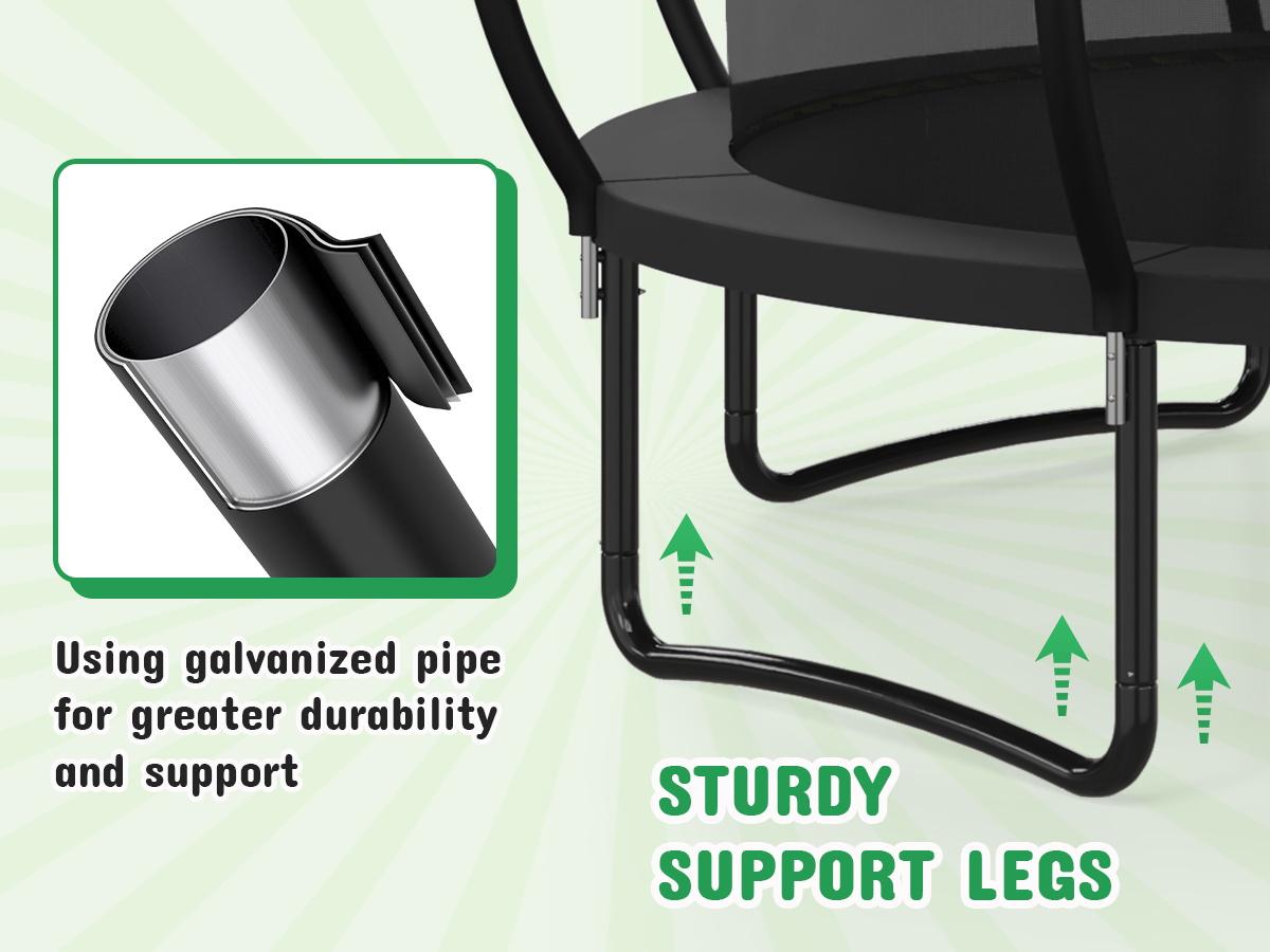 Outdoor Trampoline, 12FT Recreational Trampoline  for Kids and Adults,  ASTM Approved Trampoline with Safety Enclosure Net, Wide Ladder and Anti-Rust Coated Frame