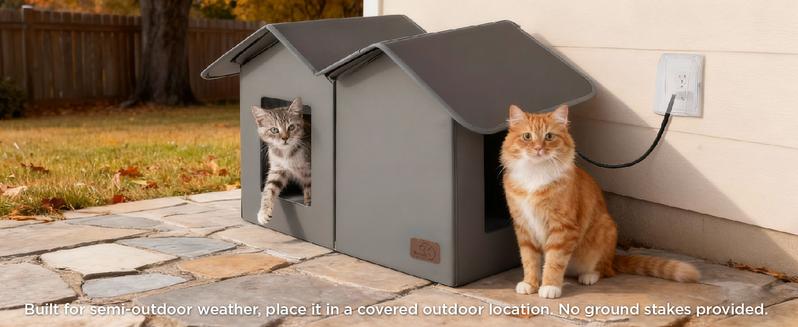 Bedsure Clawsable Heated Indoor Outdoor Cat House - Cozy Insulated Waterproof Shelter with Raised Base, Waterproof Stray Cat Shelter, Winter Warm Pet Hideout, for Feral Barn Cats and Kittens,