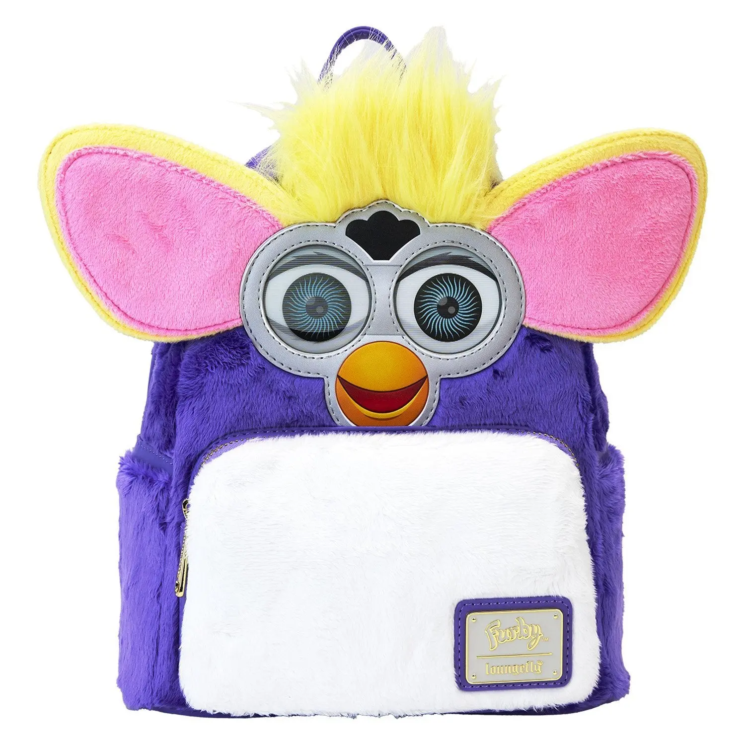 Loungefly Hasbro Furby Cosplay Plush Mini Backpack with Lenticular Eyes, Collectible Faux Leather Bag for Adults' Casual Wear