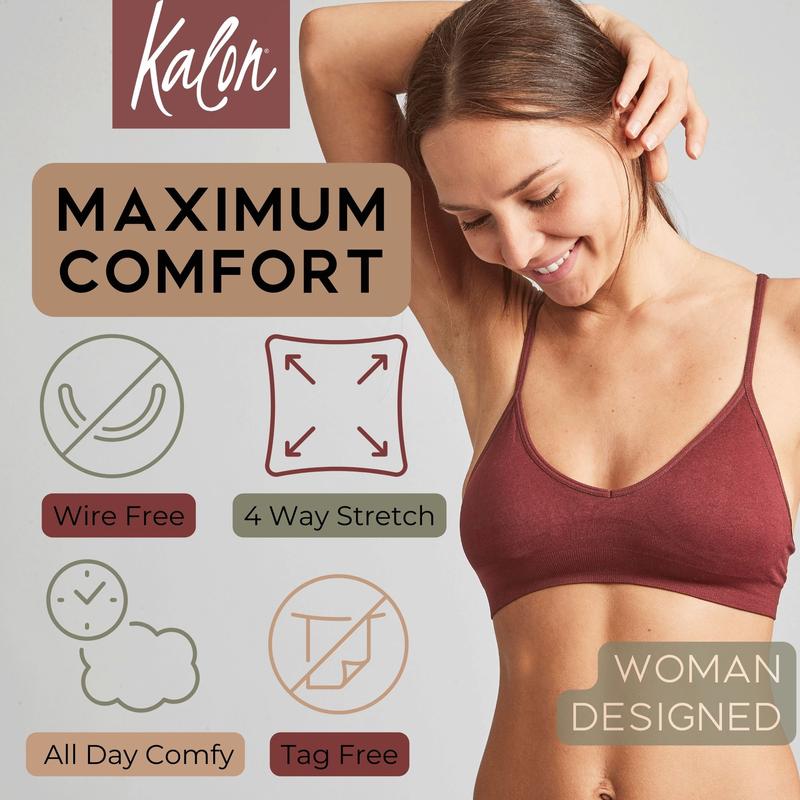 Kalon Racerback 4-Pack Women's Seamless Bralettes All Day Comfy