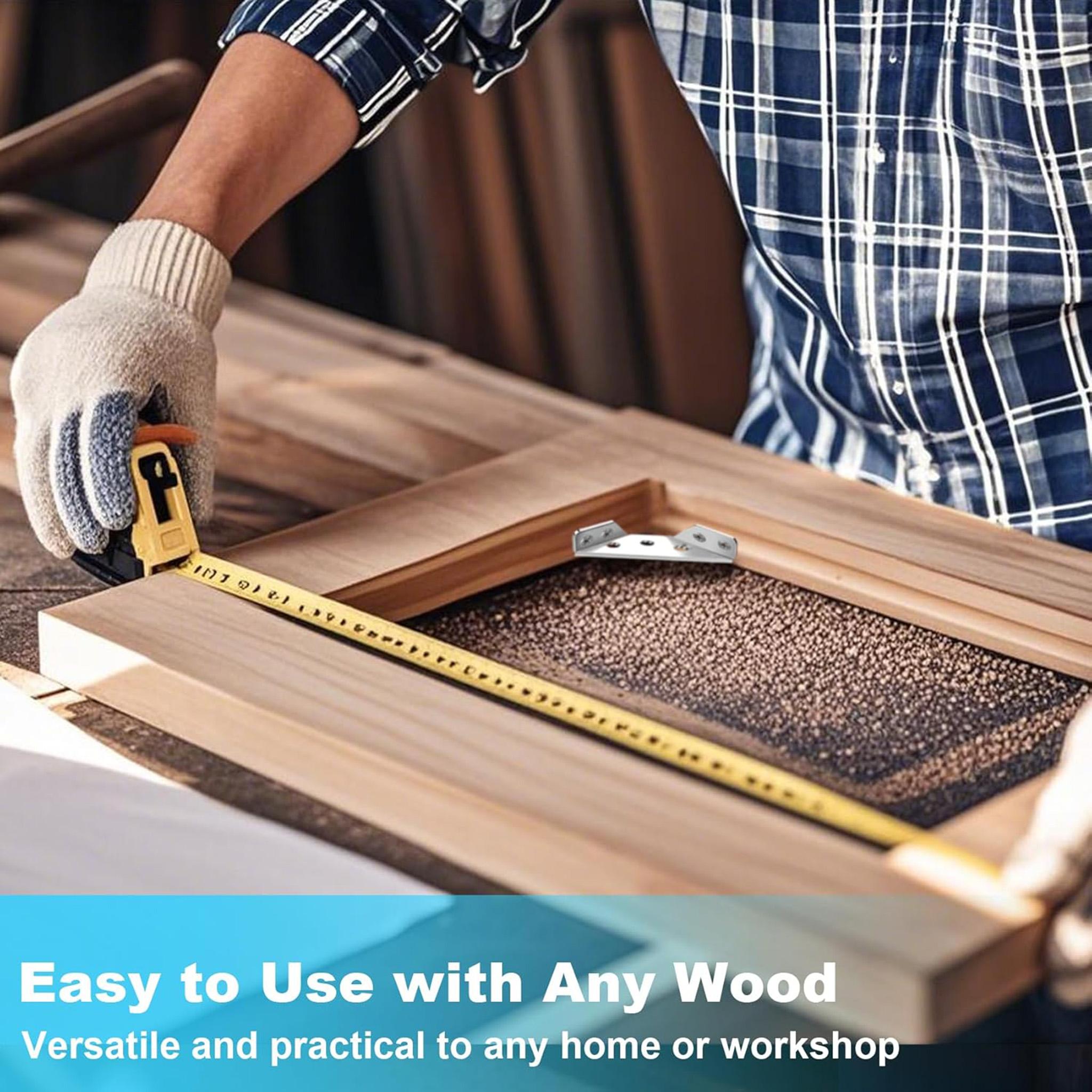 Premium Stainless Steel Corner Brackets for Wood Frame, Universal Metal Hardware Corner Braces with Screws, Wooden Furniture Corner Connectors Such as Drawers, Cabinets, Tables and Chairs