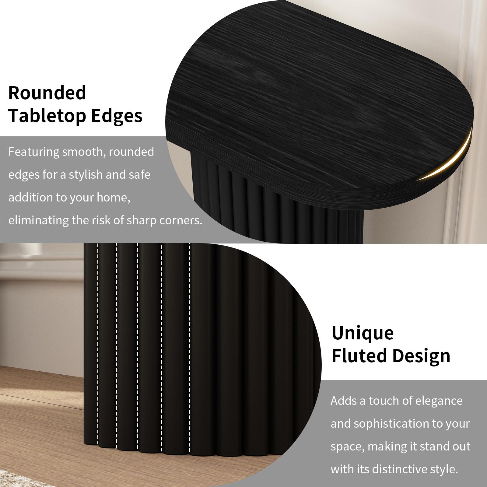 Fluted Solid Wood Console Table Farmhouse Entryway Table with Rounded Corners, Morden Sofa Tables Behind Couch for Foyer, Entrance, Living Room, Hallway
