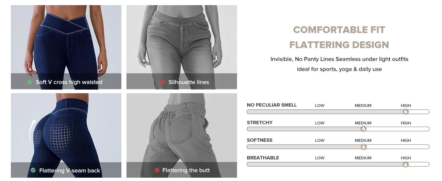 BRXL Jeans for Women Stretchy High Waisted Soft Crossover Jeggings Cotton Denim Leggings with Back Pockets Tummy Control Butt Lifting Comfort Fit No Gap Waistband All Day Wear for Casual Office Street Style Outfits-1