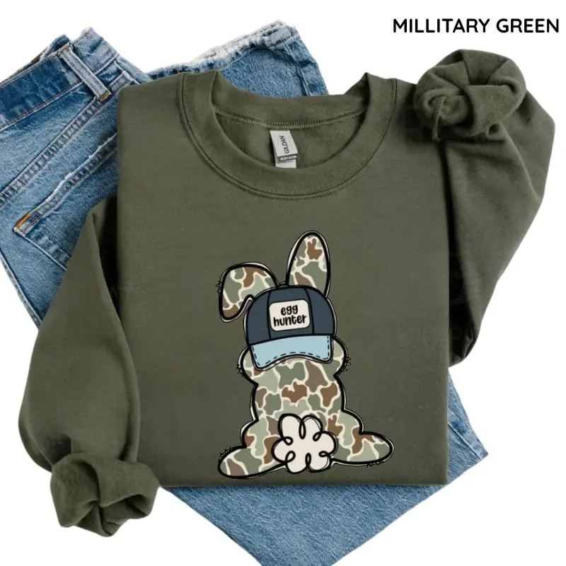 Egg Hunter Camo Easter Sweatshirt, Toddler Crewneck, Easter Day Shirt, Camo Easter Bunny Shirt, easter toddler shirt, Trendy shirt