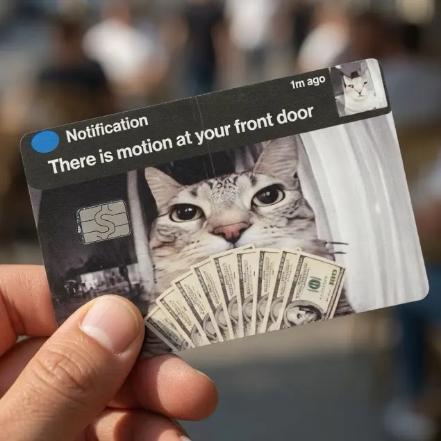 Motion at Your Door Debit Card Skin Sticker 2 Pack Funny Meme Vinyl Cover