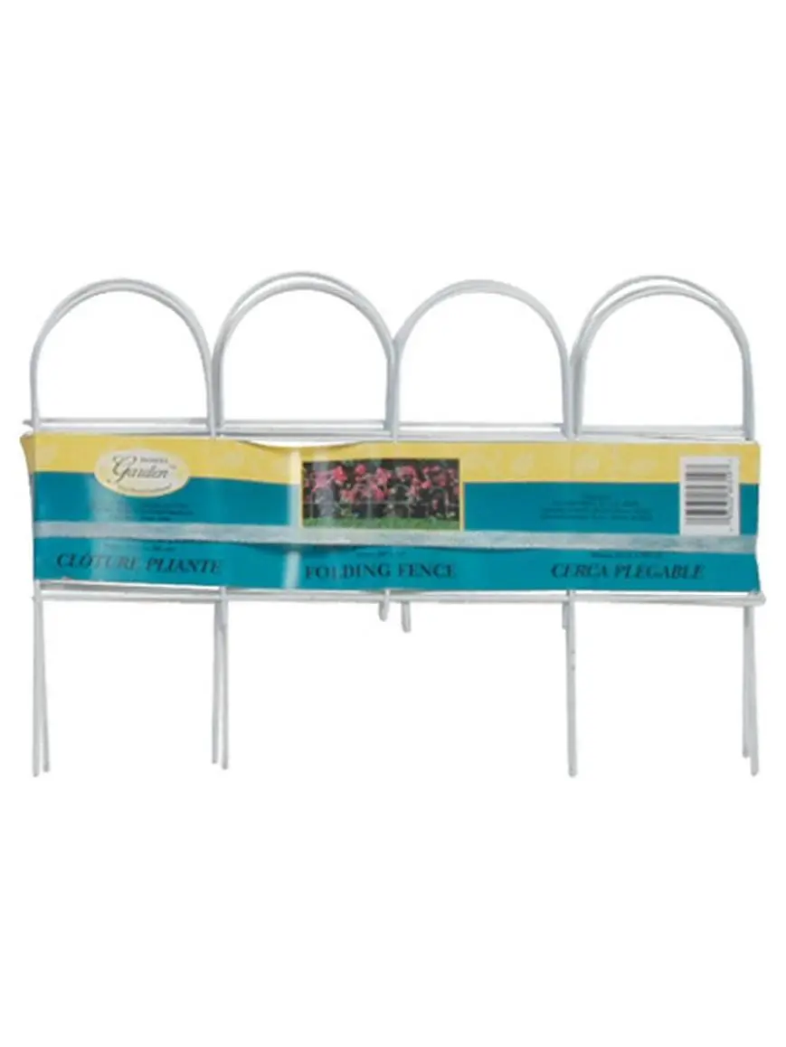Arched Foldable Metal Garden Fence, Model 89319 - White Home Improvement Garden Supply