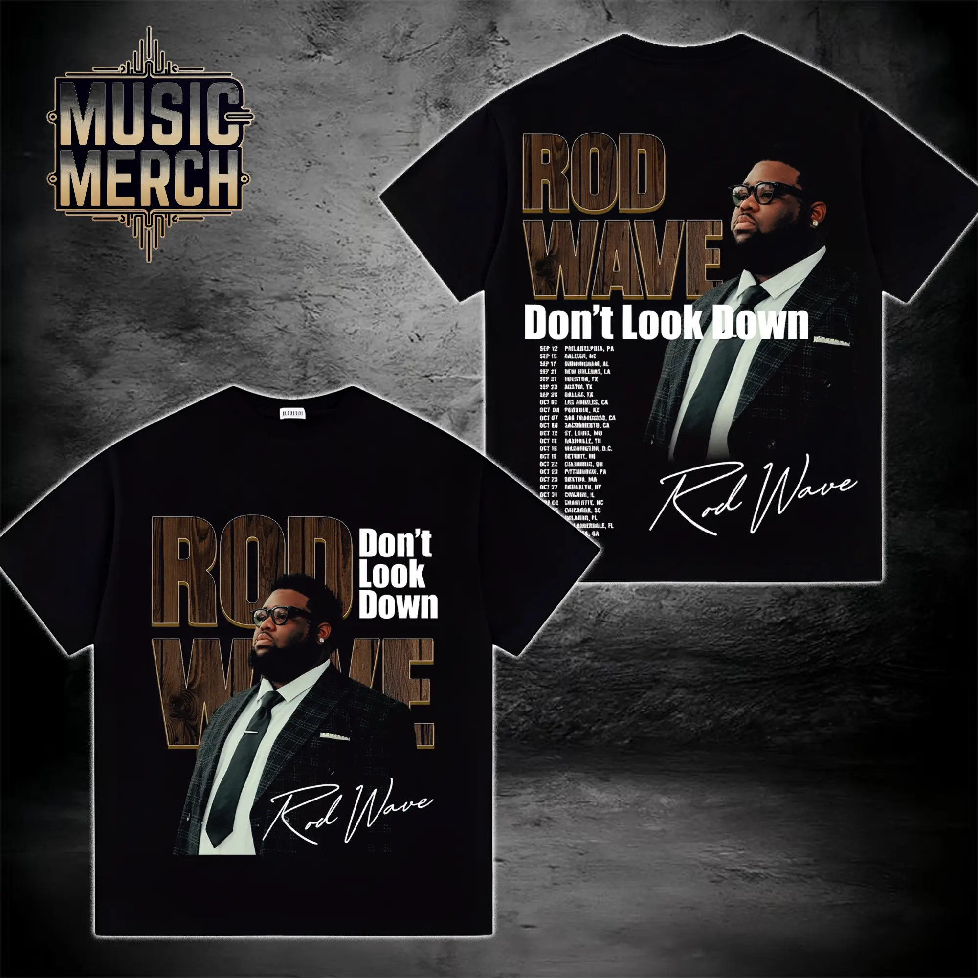 Rod Wave Don't Look Down Tour 2026 Shirt #6, Rod Wave Tour Dates T-Shirt, Double Sided Concert Graphic Tee, Rap Music Merch, Unisex Cotton Shirt, Gift for Fans
