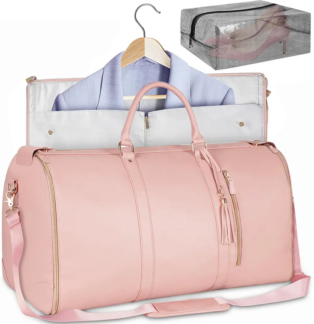 Lefame 2-in-1 Convertible Garment Duffle Bag, Carry-On Size Weekender with Hanging Suit Compartment, Water-Resistant Breathable Personal Item Travel Bag, Airplane Travel Accessories for Weddings, On the Road Everyday Carry (Shoe Storage Varies by Style),